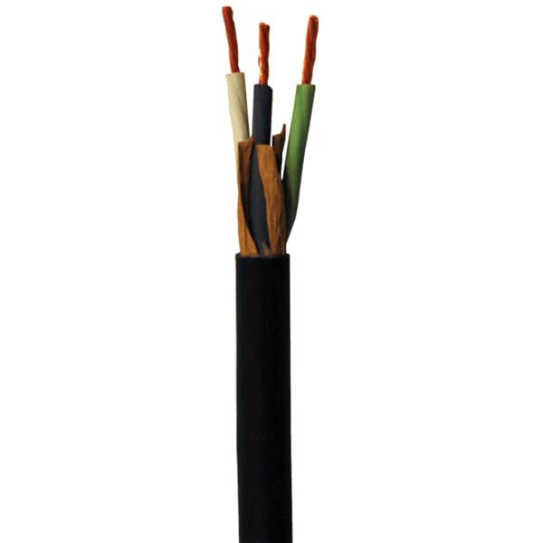 Portable Cord, SJOOW, 12 AWG, 2 C, Black, Rubber, Stranded, 300V, Indoor/Outdoor, 100 ft